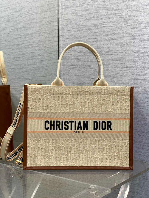 Canvas Tote Bag with Leather Trim