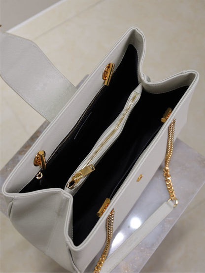 Grain Leather Chain Shoulder Bag