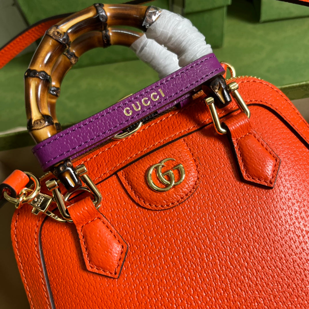 Diana Leather Bamboo Handle Bag
