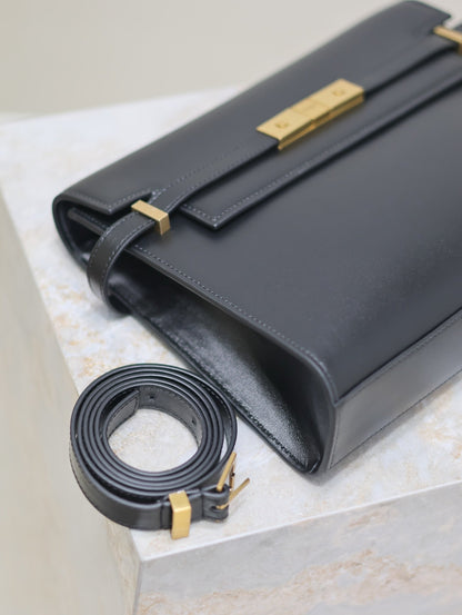 Crocodile-Embossed Leather Chain Bag