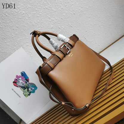 Buckle Belted Medium Leather Tote Bag