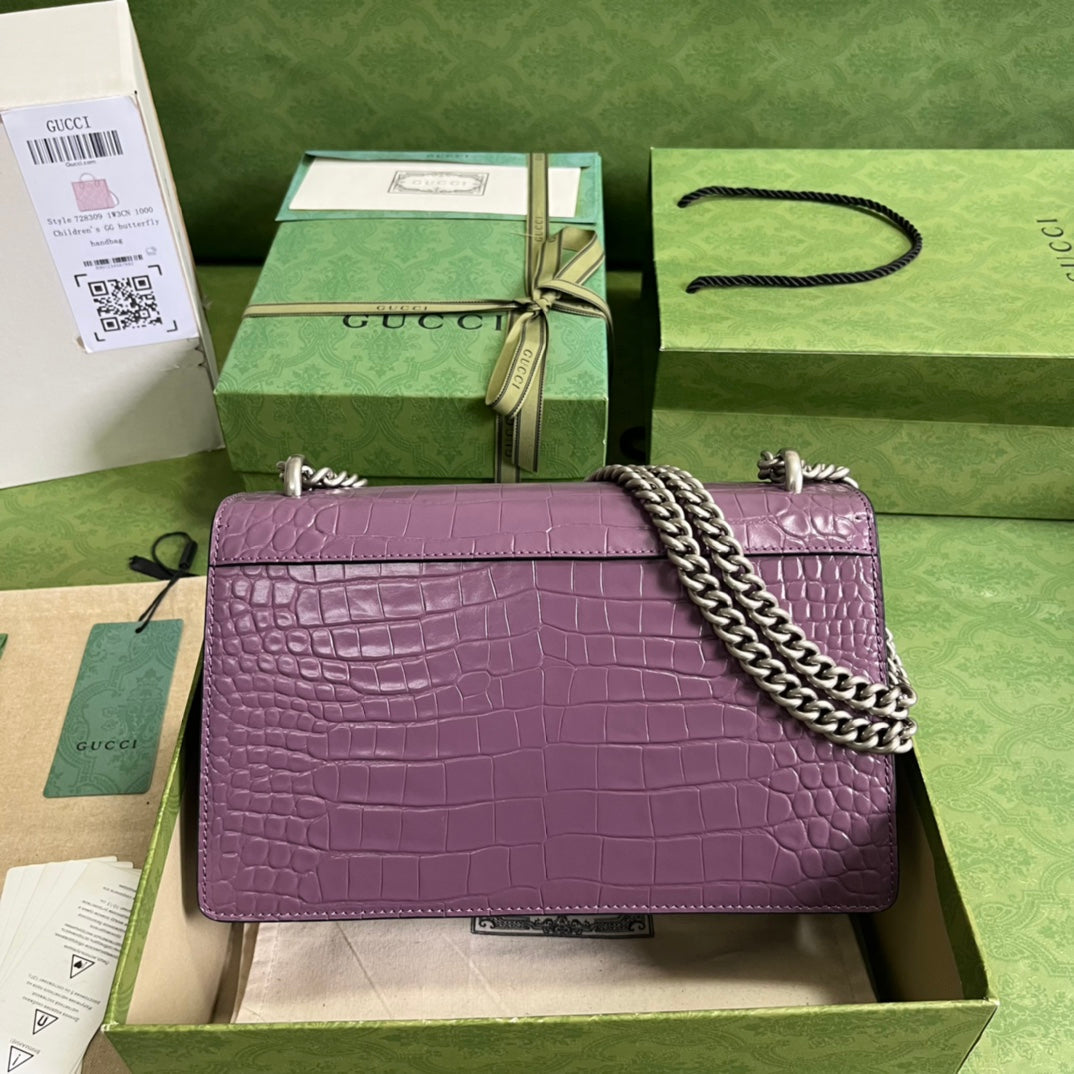Croc-Embossed Dionysus Shoulder Bag