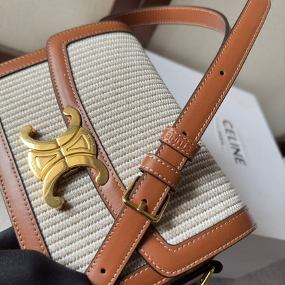 Triomphe Jacquard Canvas Small Shoulder Bag