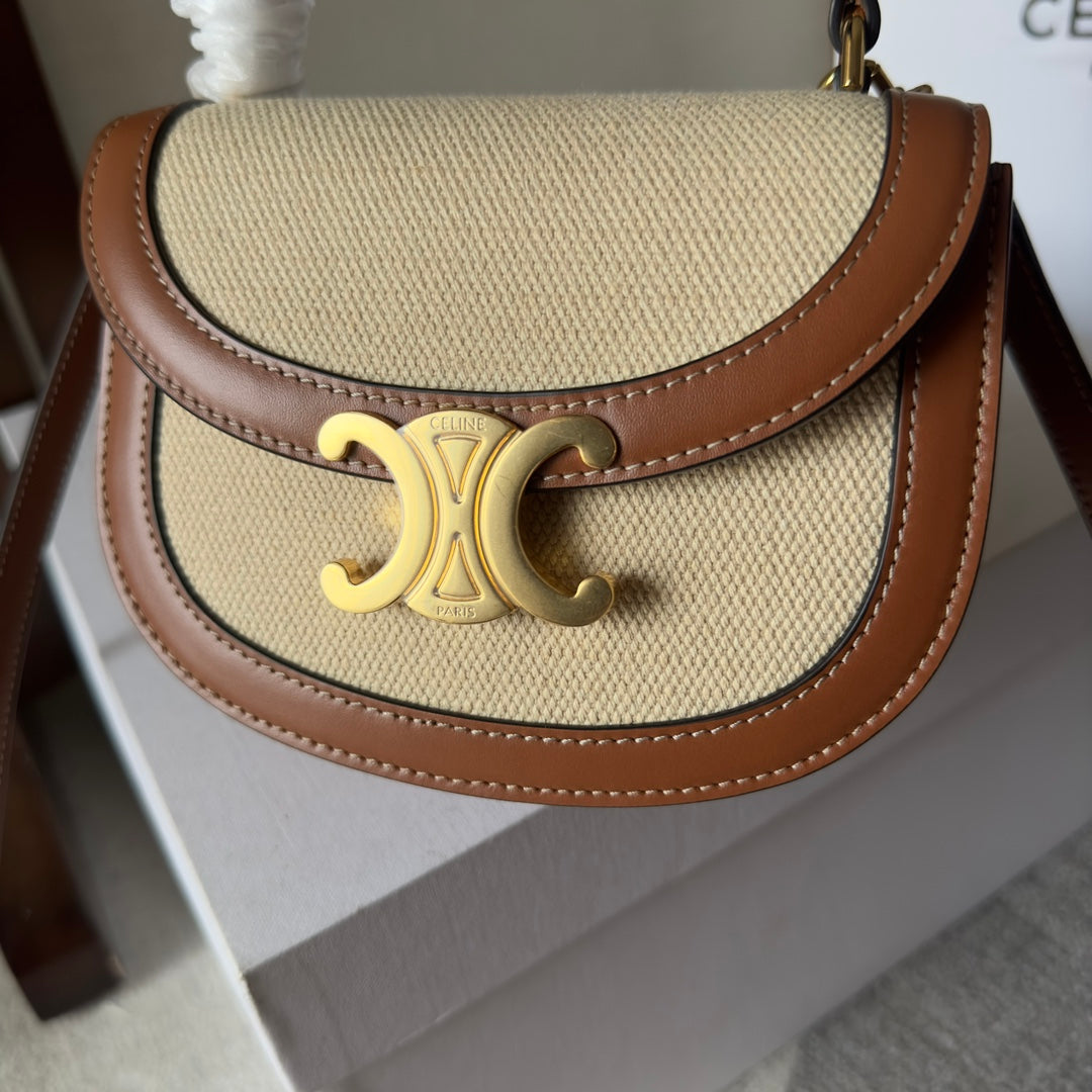 Mini Besace Arc de Triomphe Canvas & Leather Bag