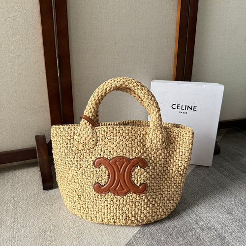 Triomphe Straw Bucket Bag