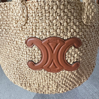 Triomphe Straw Bucket Bag