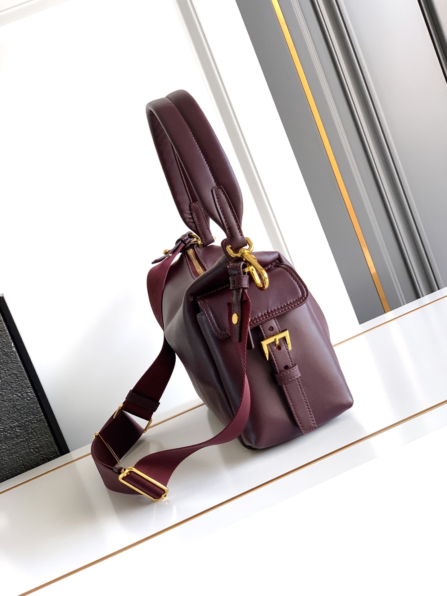 Explorer Lambskin Leather Top Handle Bag