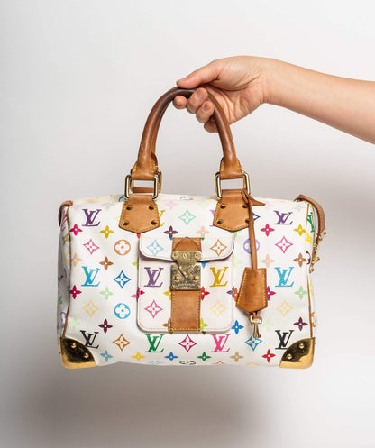 LOUIS VUITTON Monogram Murakami White Speedy 30 HandBag