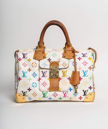LOUIS VUITTON Monogram Murakami White Speedy 30 HandBag